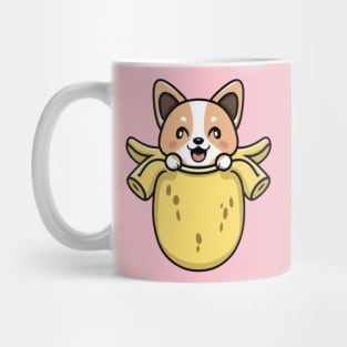 a kawaii corgi banana coming out of it Mug